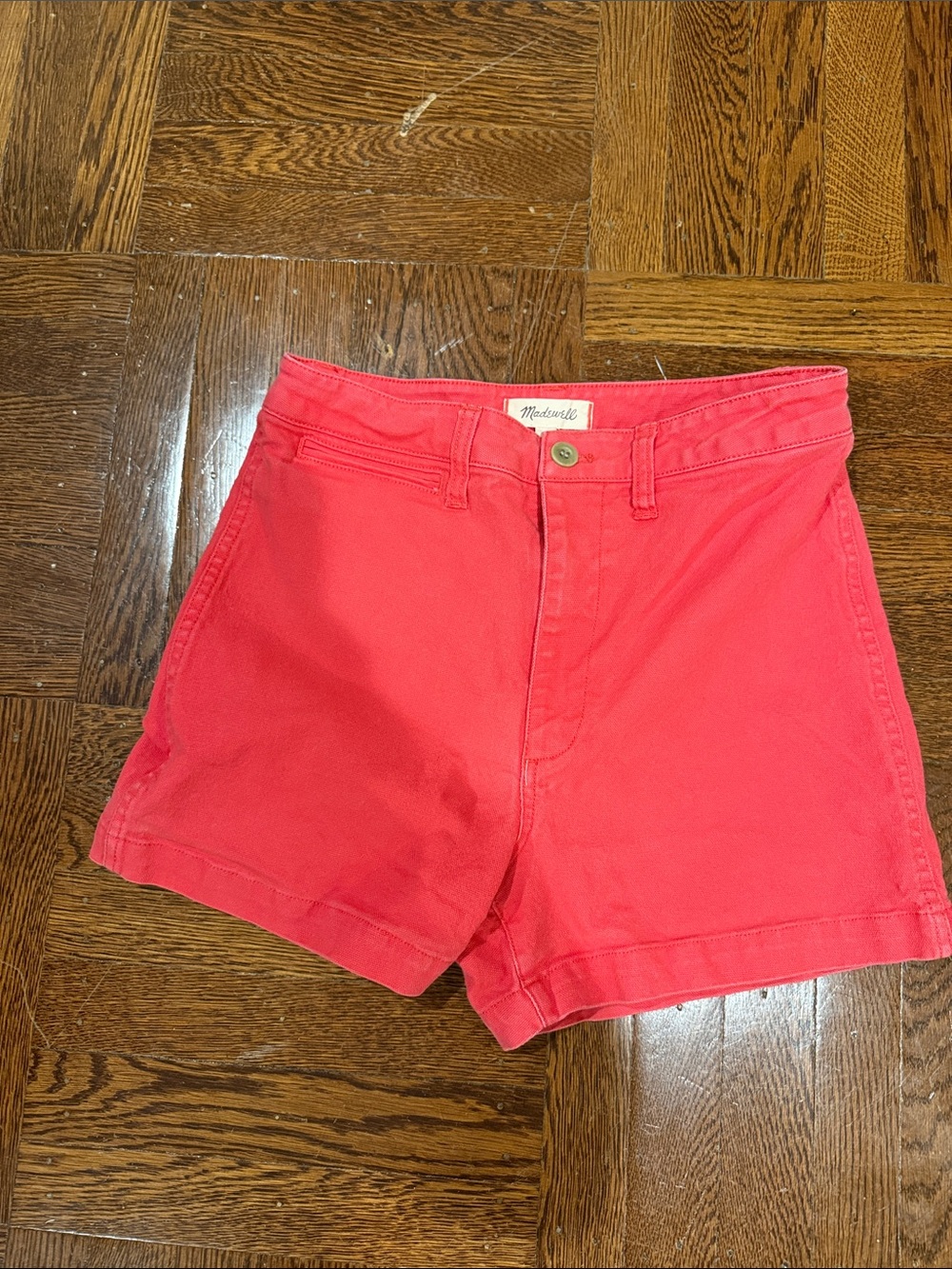 Madewell High-Waist Coral-Red Women’s Cotton Shorts